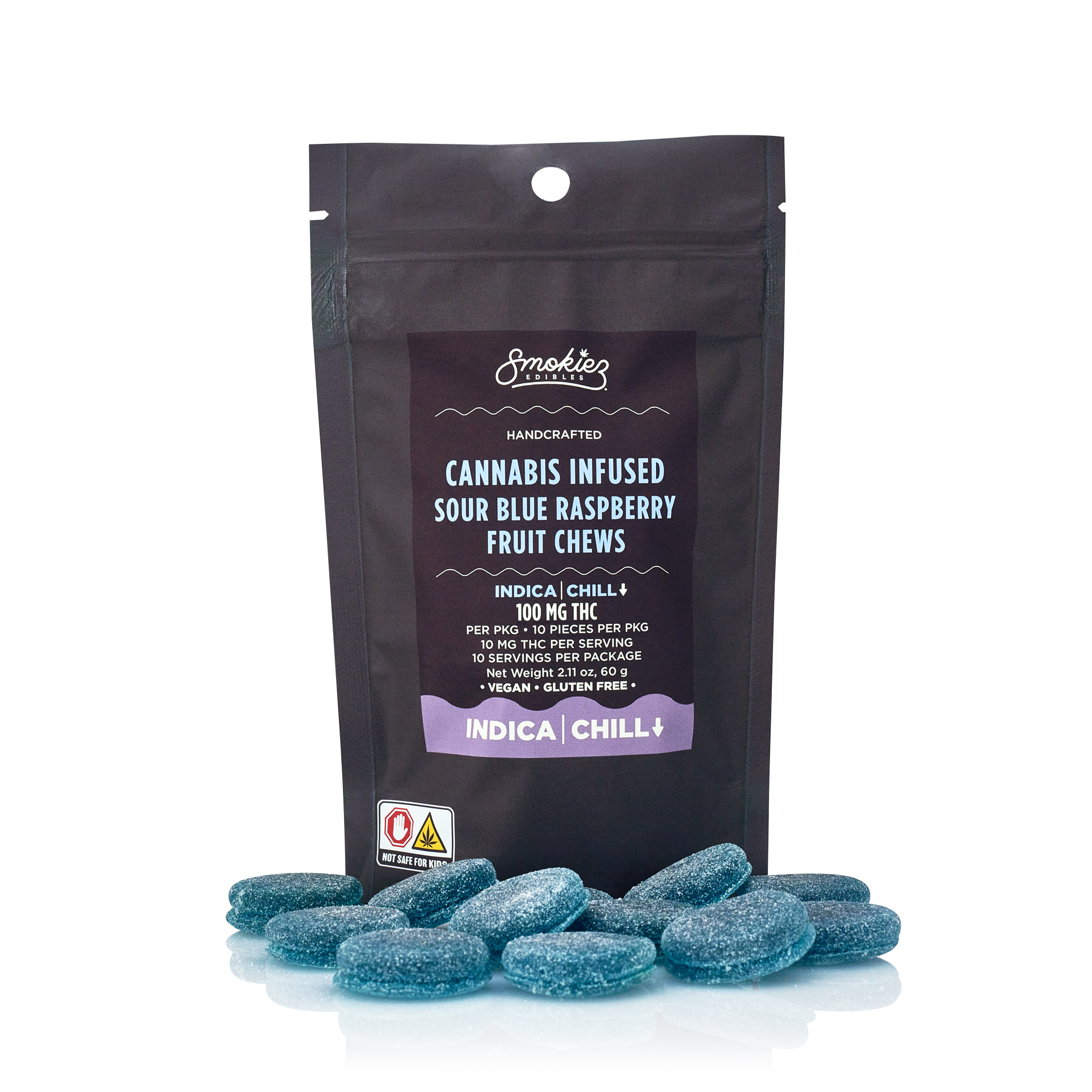 Photograph of product: SMOKIEZ Sour Blue Raspberry (I) Gummies 10mg 10pk