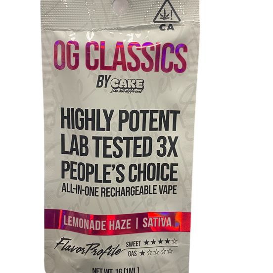 Photograph of product: Cake OG Classics - Lemonade Haze 1g Rechargeable Disp. - 