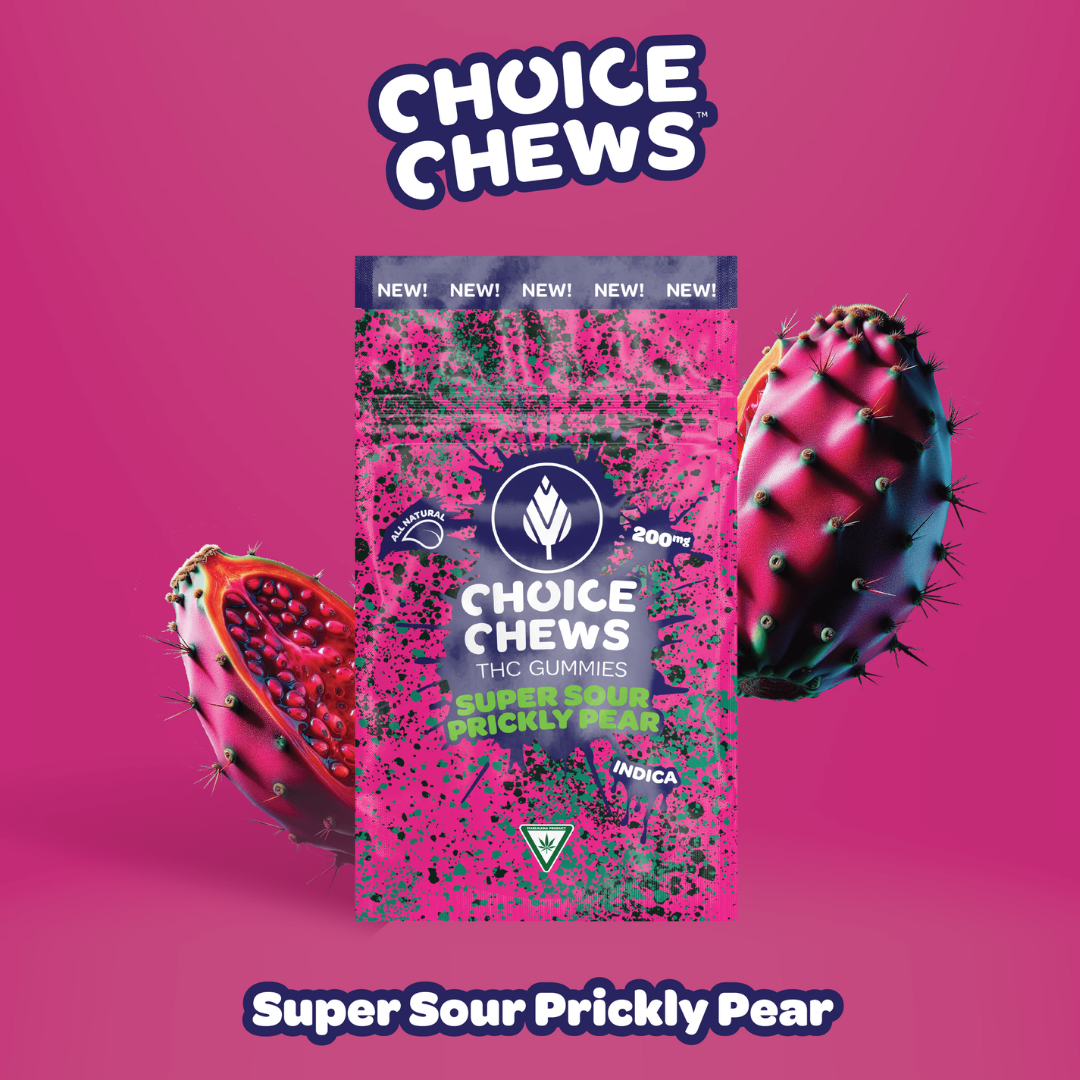 Photograph of product: Choice Chews | 200mg Gummies | Super Sour Prickly Pear