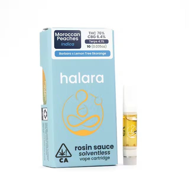 Photograph of product: Moroccan Peaches Rosin Sauce Cartridge (1g) - Moroccan Peaches (1g) Halara ROSIN