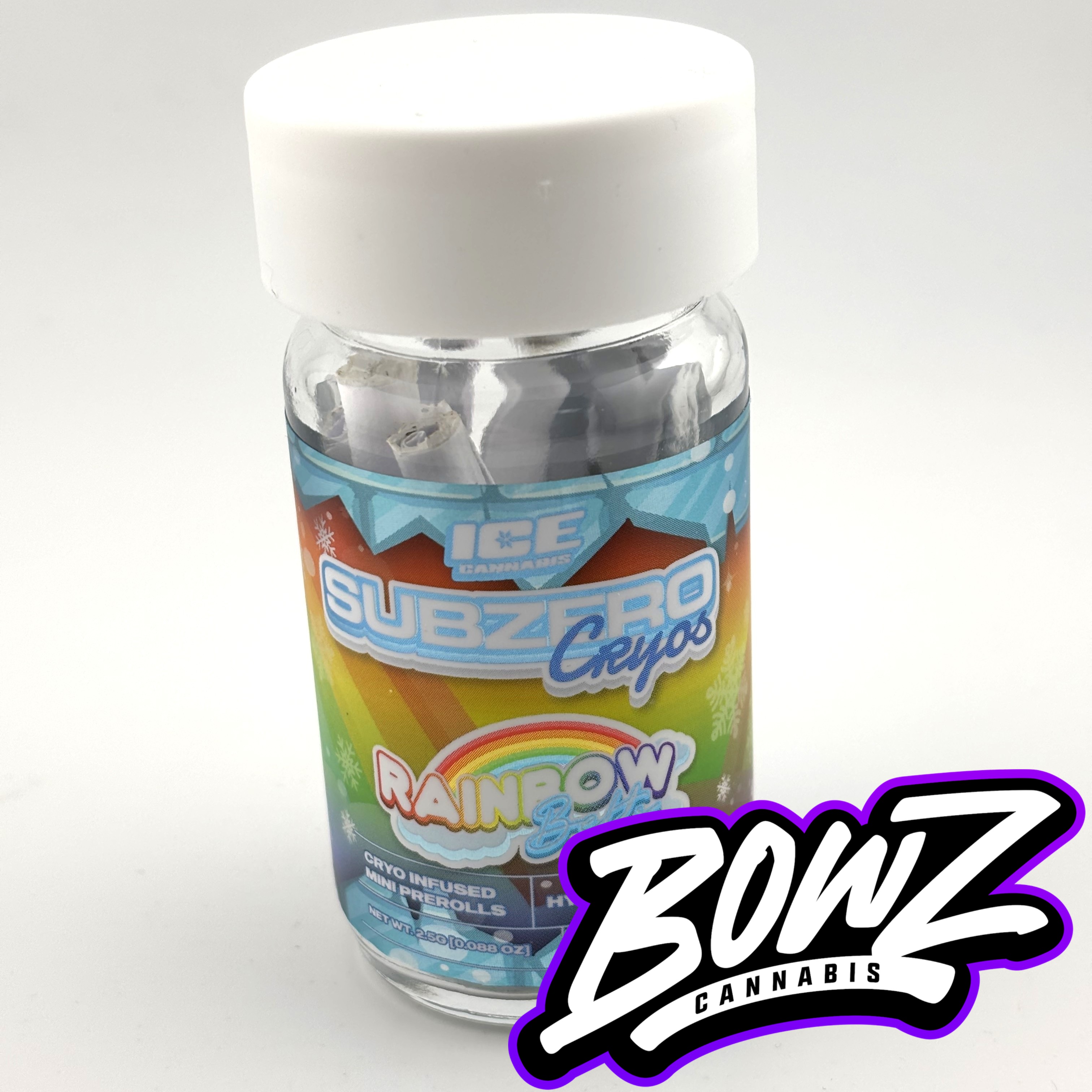Photograph of product: Ice Oui'd - 5pk .5g Cryo Infused Prerolls - (2.5g) - Hybrid - **RAINBOW BELTZ** (3/$35)