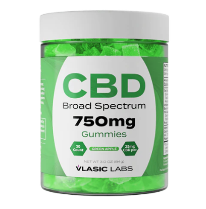 Photograph of product: VLASIC LABS - GUMMIES - 750MG CBD - 30PK - GREEN APPLE