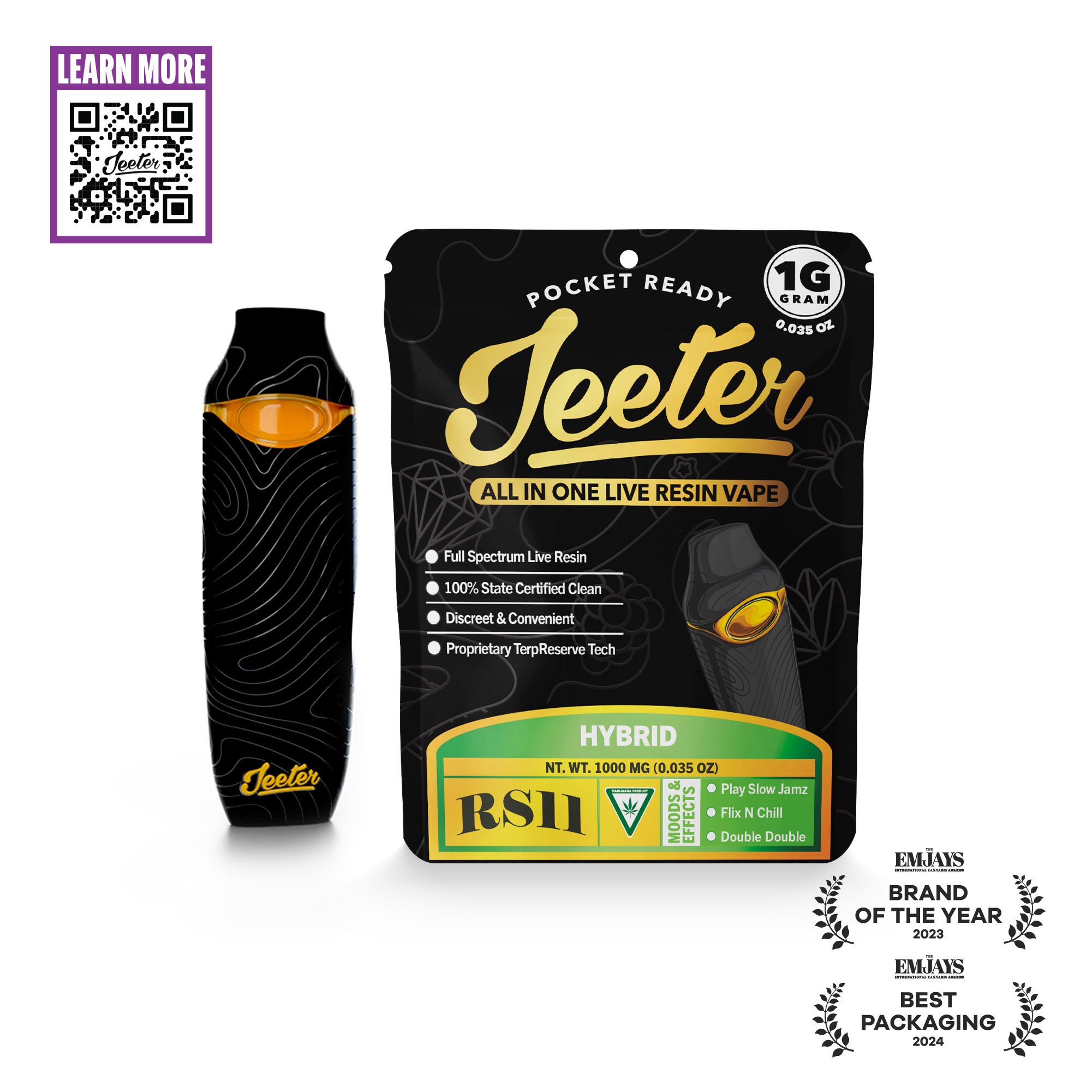 Photograph of product: Jeeter - Live Resin Disposable 1g - RS11 - Hybrid