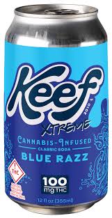 Photograph of Product: Blue Razz 100mg Soda - Keef