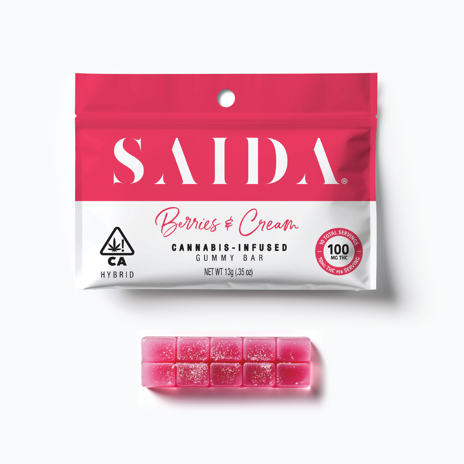 Photograph of product: 100mg Berries & Cream (Hybrid) Gummy Bar [V] $6