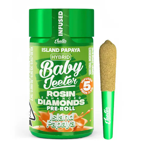Photograph of product: 5 PACK - Island Papaya 0.5g- Jeeter Infused Preroll (2.5g)