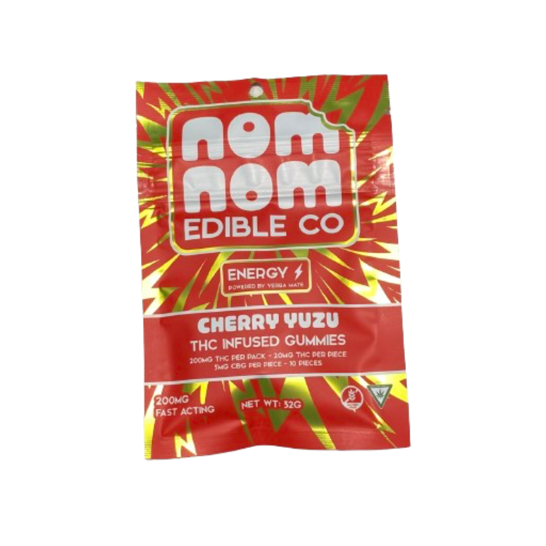 Photograph of Product: Nom Nom Edible Co - Gummies Energy - Cherry Yuzu - 200mg