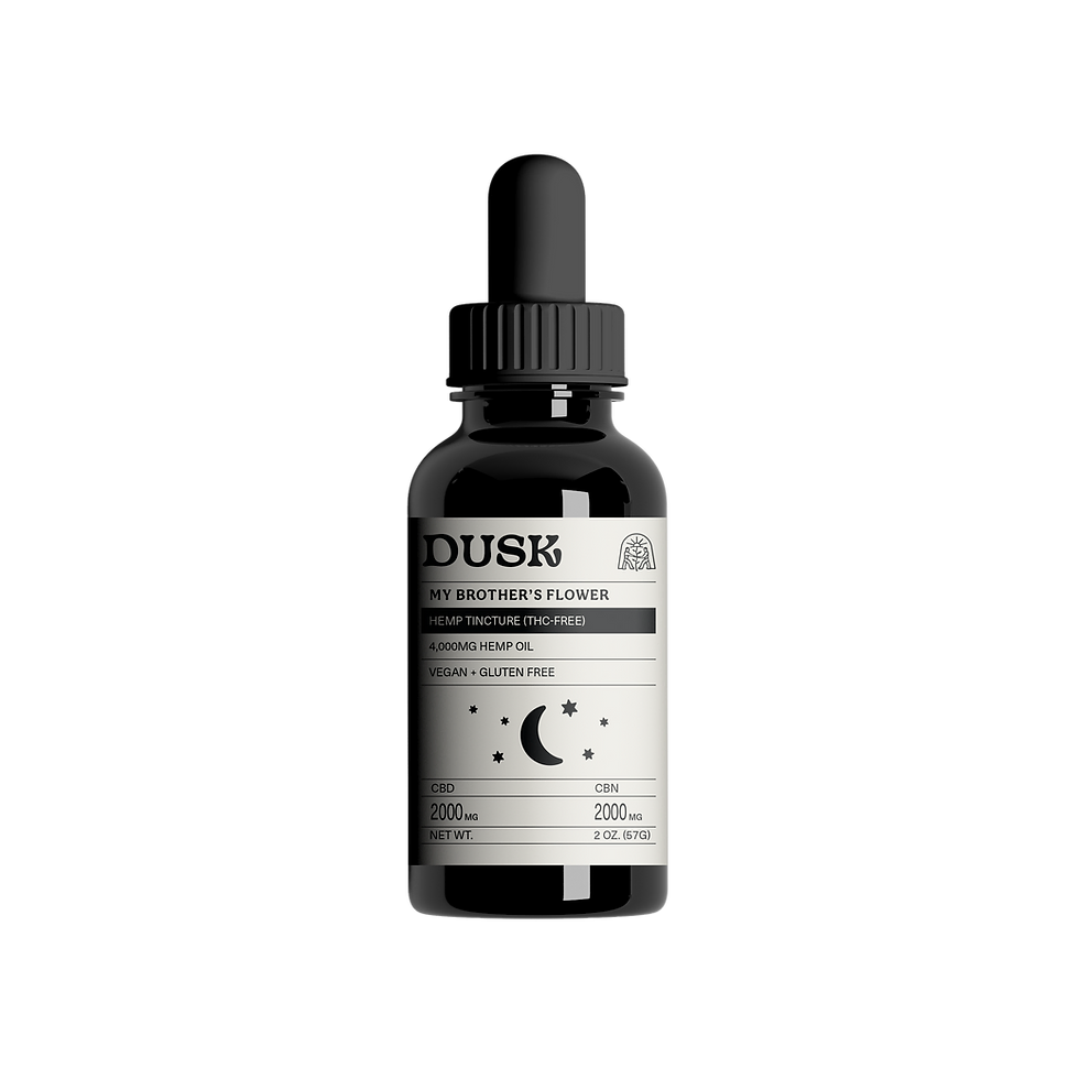 Photograph of product: My Brother's Flower - 100mg TH-oui : 1000mg CBD : 1000mg CBN - Tincture Dusk (1:10:10 Rosin)