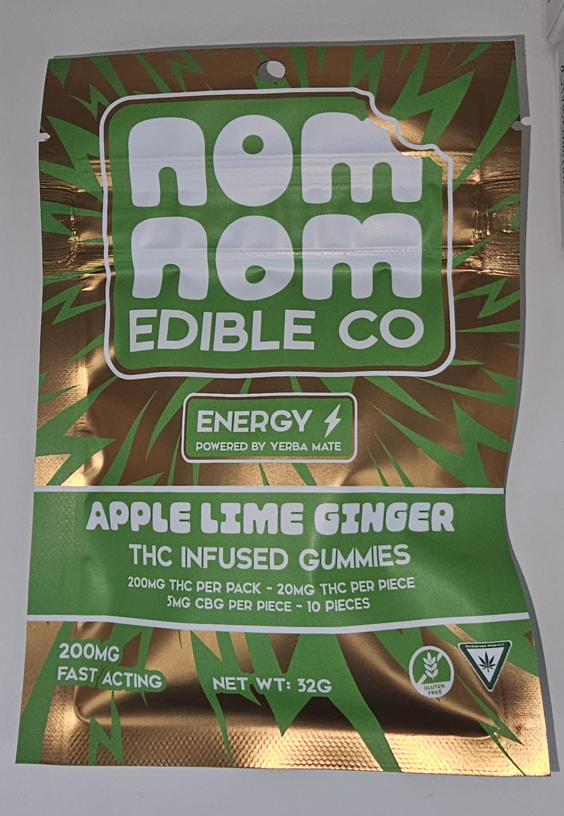 Photograph of product: NOM NOM Apple Lime Ginger Energy 200mg Gummies