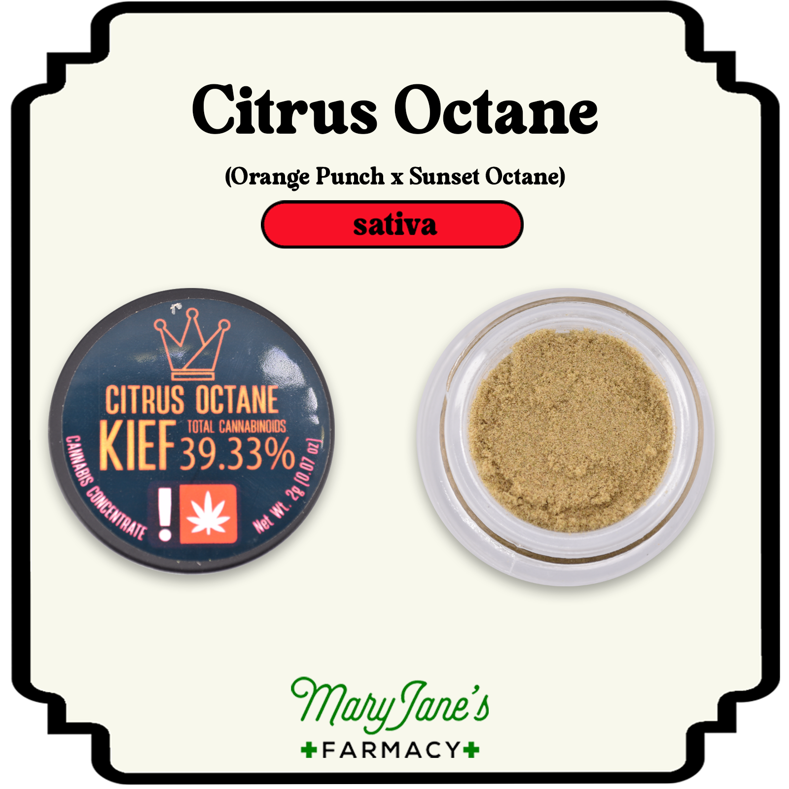 Photograph of product: Citrus Octane Kief | 2g