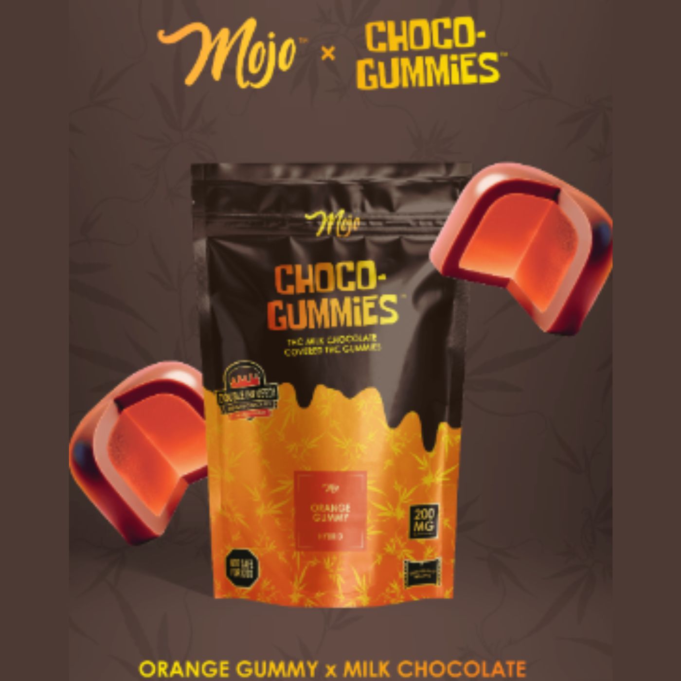 Photograph of product: Mojo Choco Gummies -  Milk Chocolate Orange 200mg