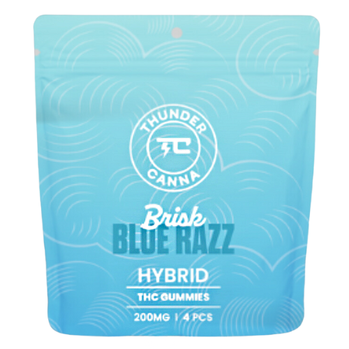 Photograph of product: Thunder Canna Brisk Blue Razz Gummies 4pk 200mg TH-oui