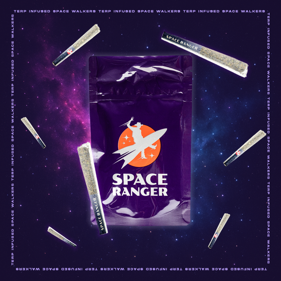 Photograph of product: Space Ranger | 5pk Terp Infused Pre-Rolls | Starfruit Surge x Pink Gushers (H) | [5pk]