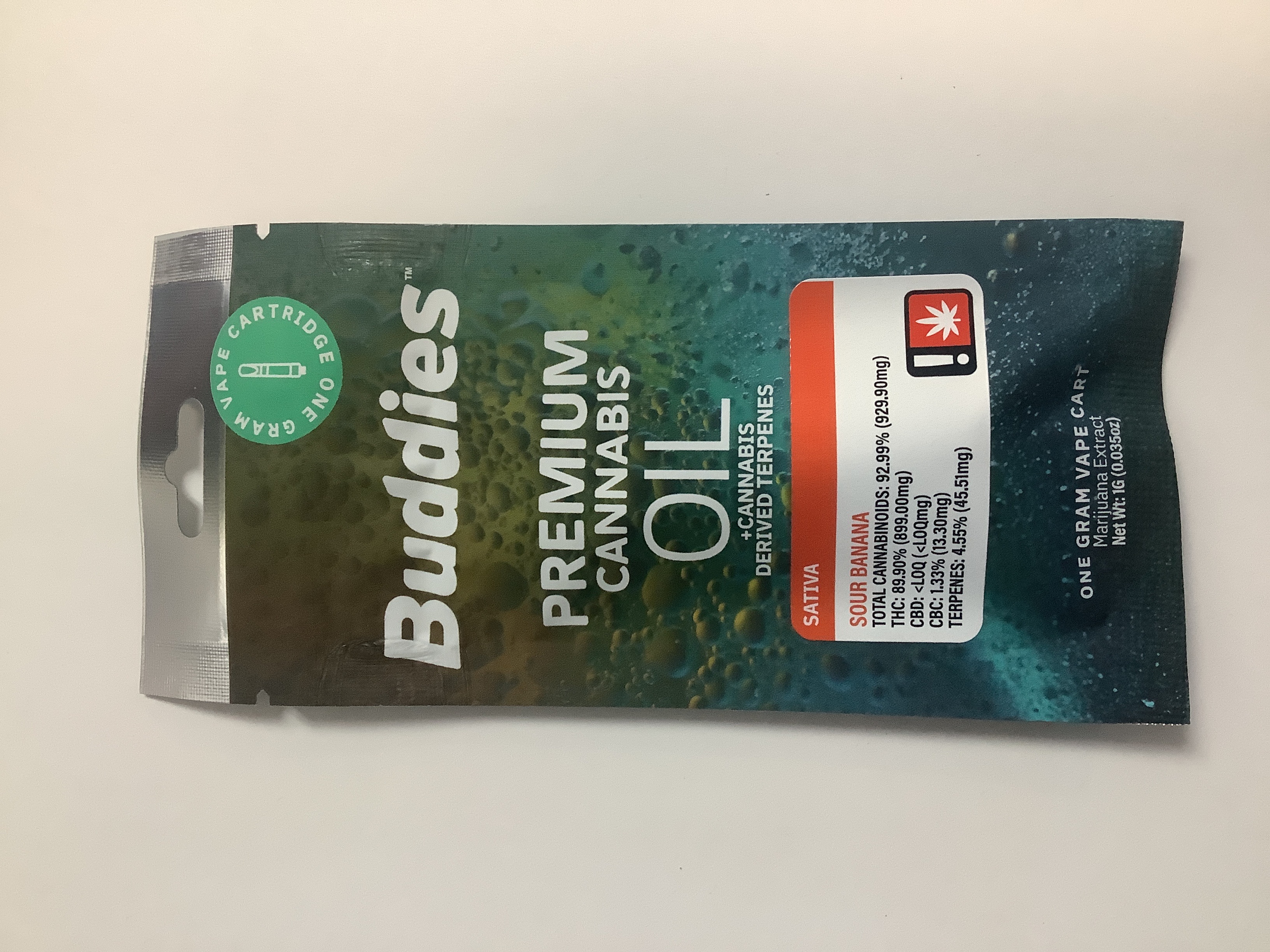 Photograph of product: Buddies | SOUR BANANA Distillate Cartridge | 1g