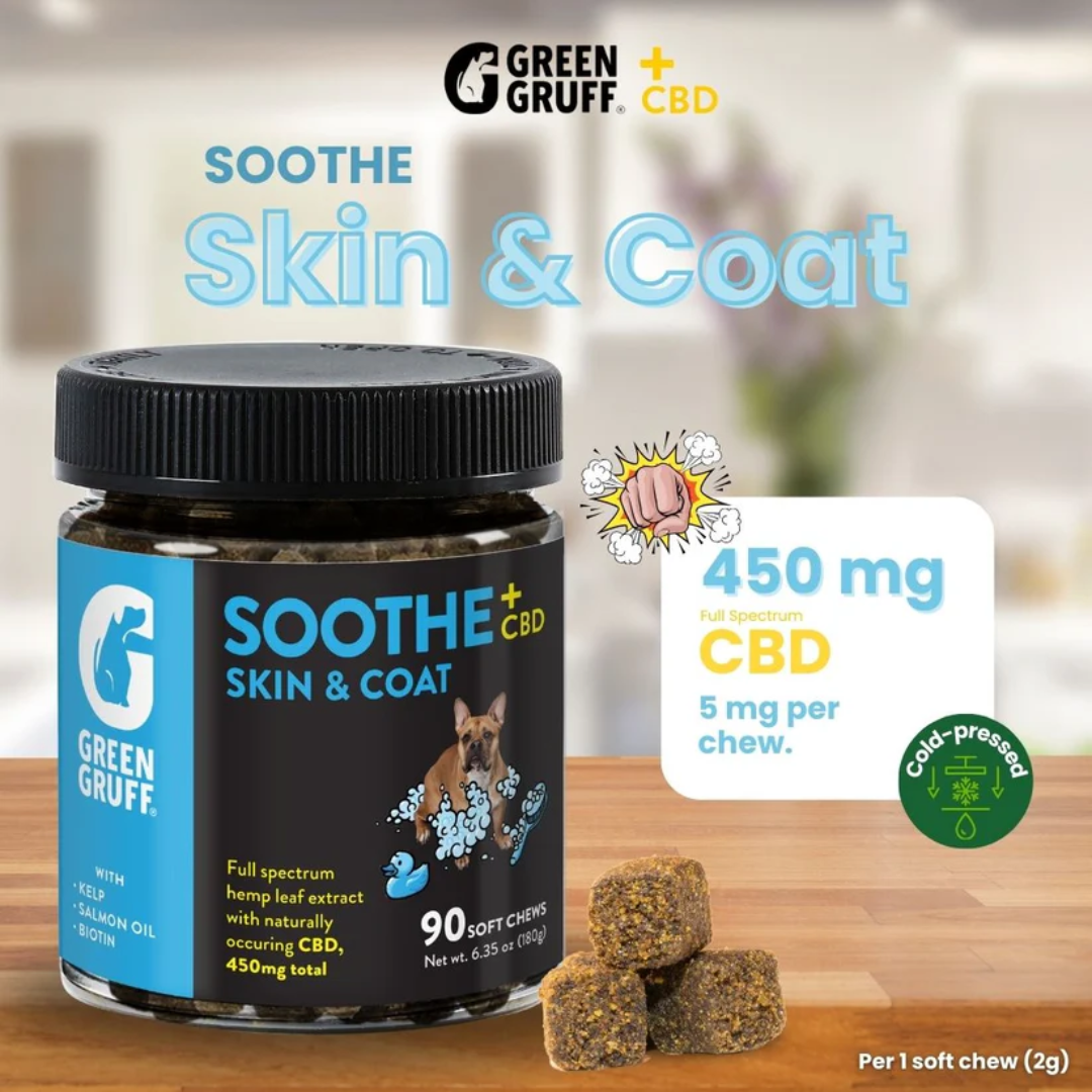 Photograph of product: Green Gruff Soothe 2.5mg 90ct CBD Chews Salmon