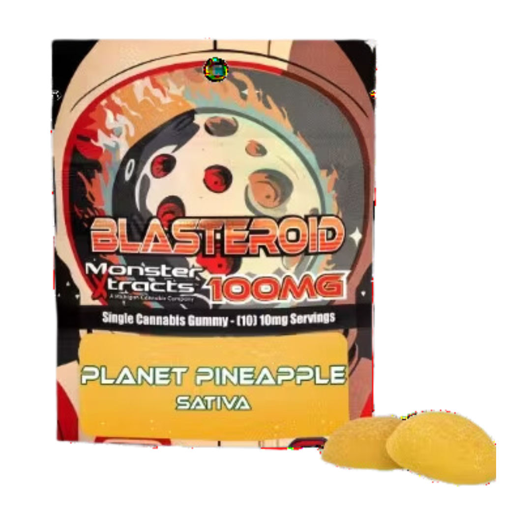 Photograph of product: Monster Xtracts - 100mg Gummies - Planet Pineapple