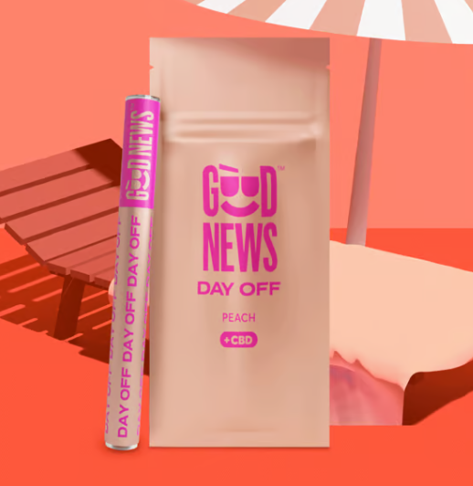 Photograph of product: Good News | Disposable | Day Off: Peach 1:2 TH-oui : CBD