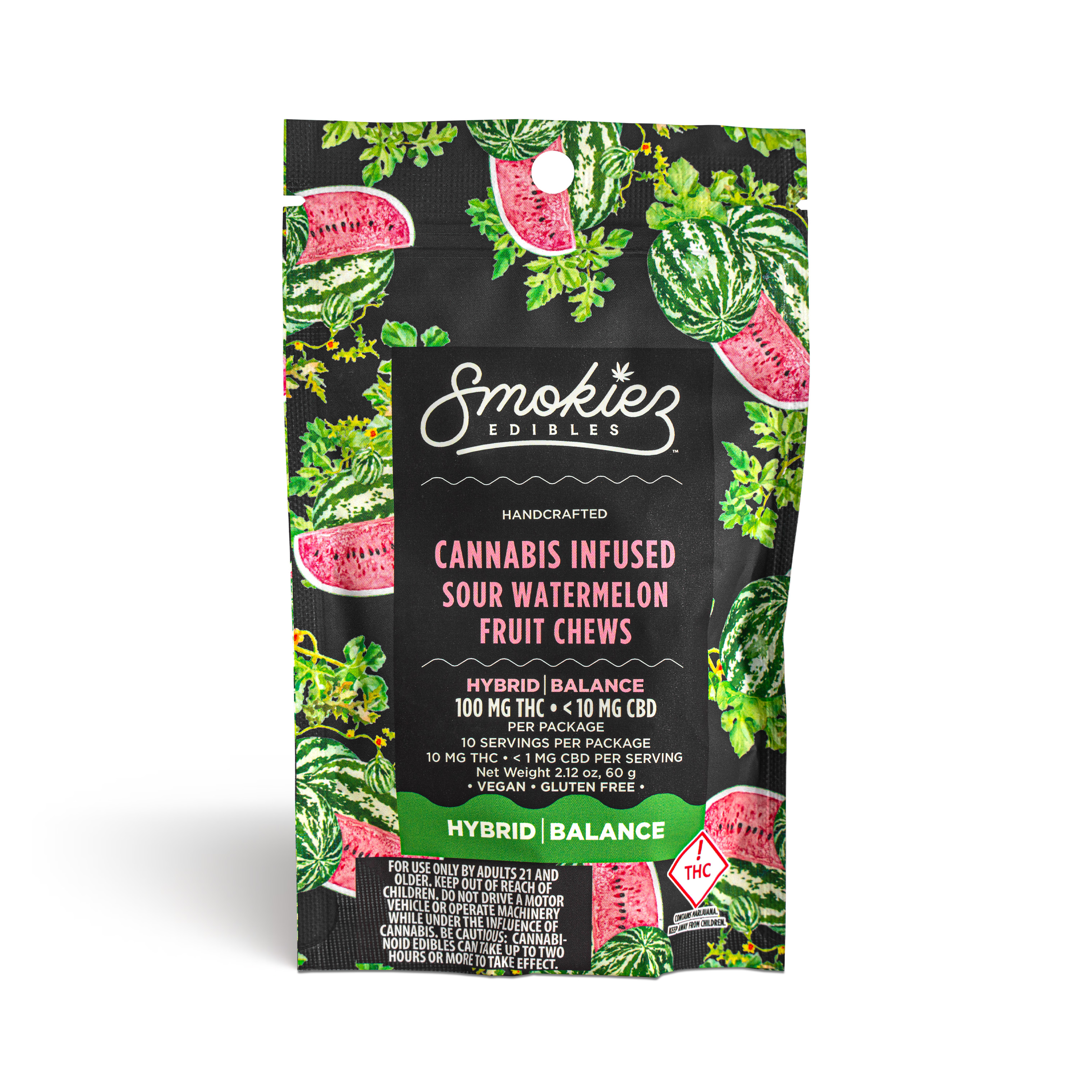 Photograph of product: Sour Watermelon Fruit Chews (Hybrid) - 100mg