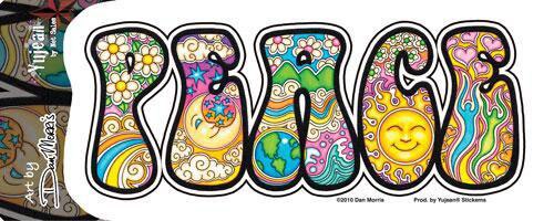 Photograph of product: Dan Morris Peace Indoor/Outdoor Sticker | 6.25"x2"