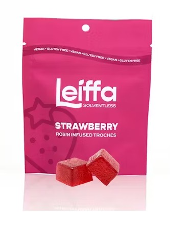 Photograph of product: Strawberry Live Rosin Troches | 50mg/10pk (500 mg)