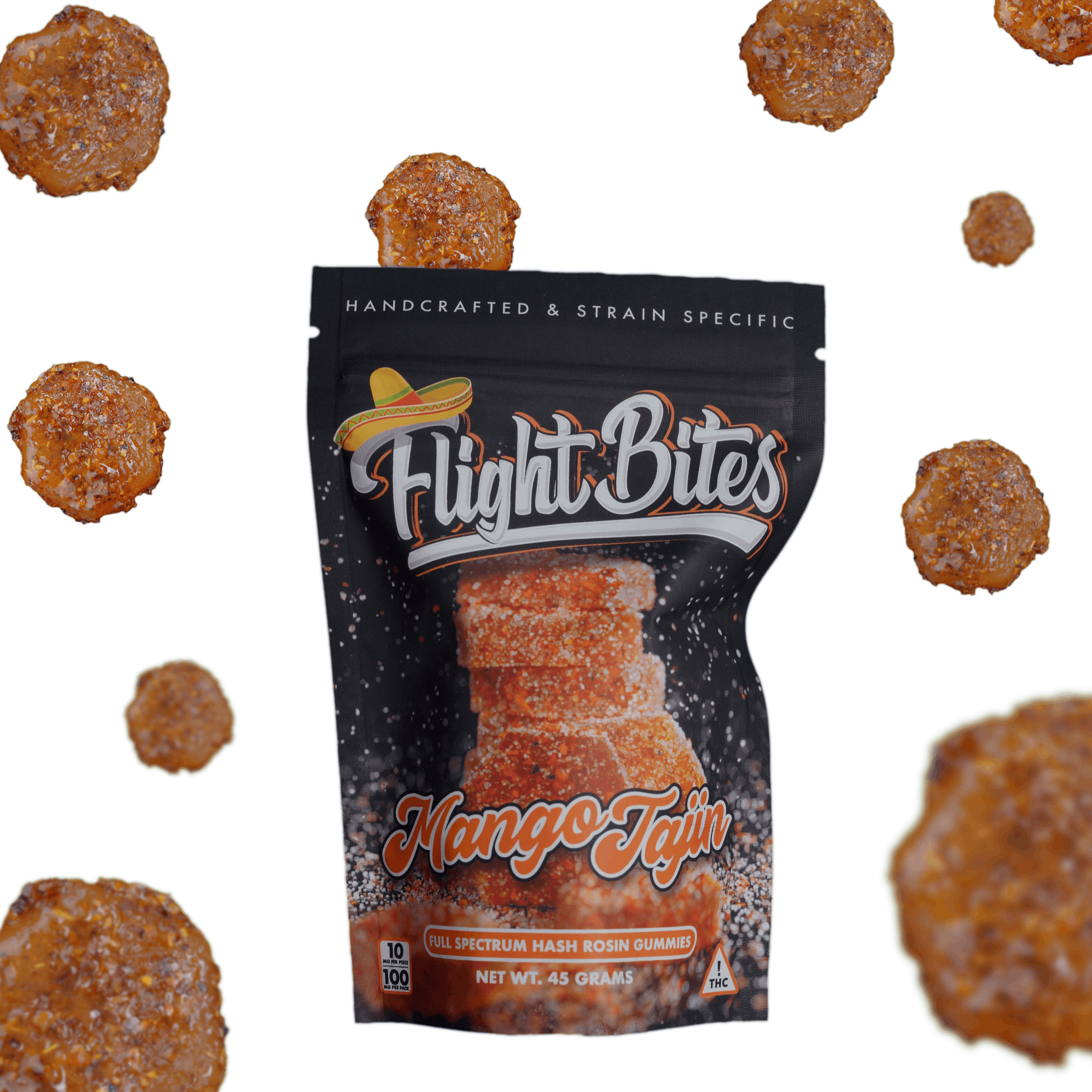 Photograph of product: Flight Bites | Mango Tajin Rosin Gummies | 100mg