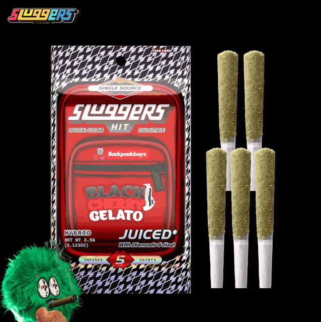 Photograph of product: Sluggers x Backpack Boys - Black Cherry Gelato - Infused Pre-Rolls - 5 Pack - 3.5g - 