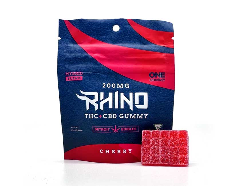 Photograph of product: Detroit Edible | 200mg Rhino Gummies | Cherry TH-oui+CBD