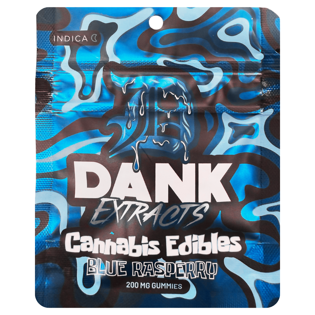 Photograph of product: Dank Extracts - 200MG Gummies - Blue Razz
