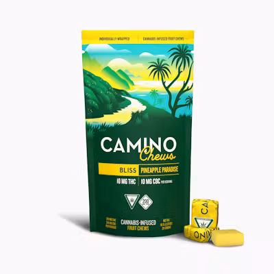 Photograph of product: Camino Chews - Gummies - (200mg) - 10:10 TH-oui:CBC - Bliss - **PINEAPPLE PARADISE** (2/$30)
