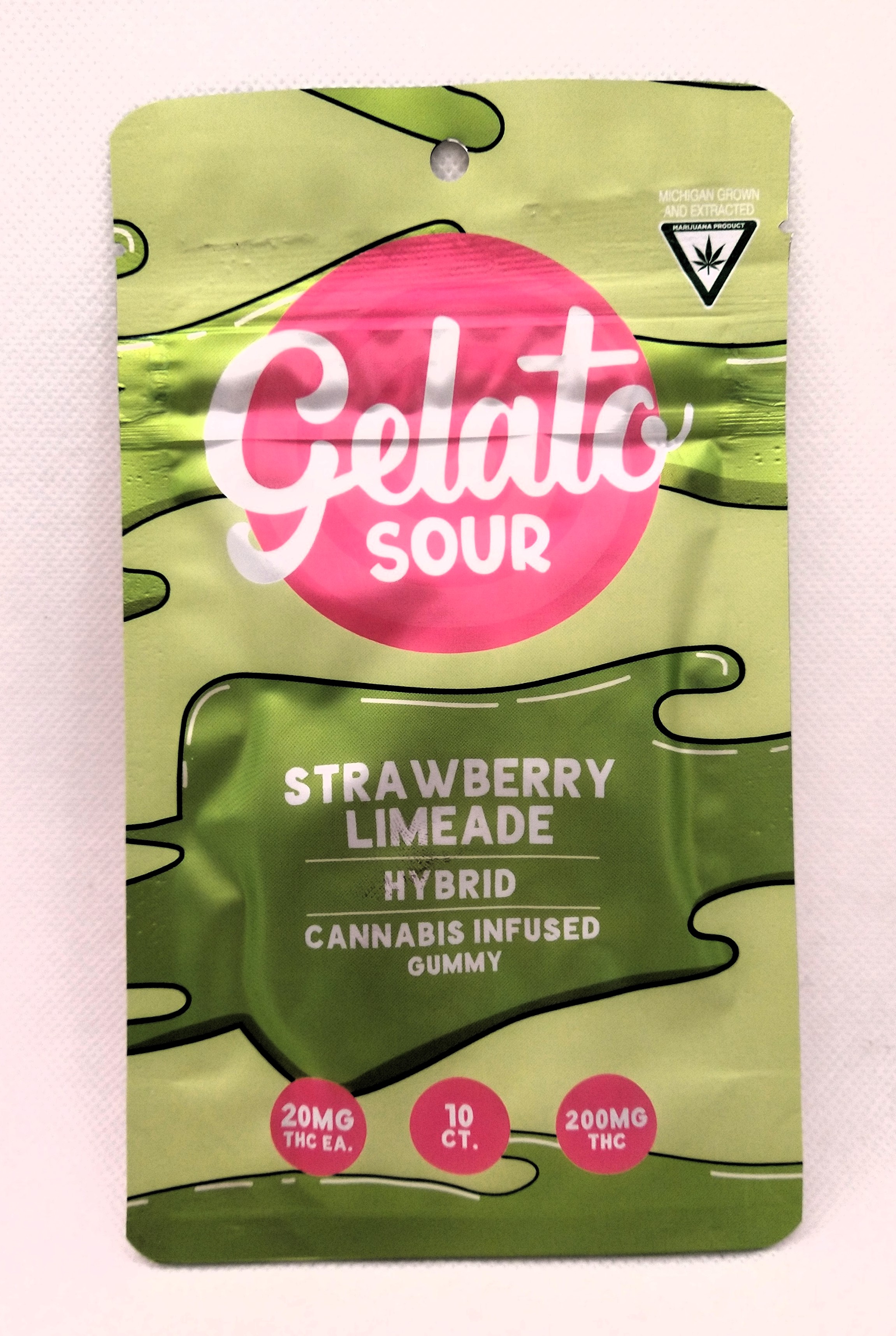 Photograph of product: Gelato | Strawberry Limeade Sour | Infused Gummies | 200mg | Hybrid