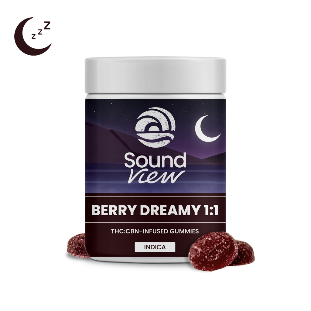 Photograph of product: SoundView Berry Dreamy 1:1 CBN Gummies T94.6 C96.4 (I) 20 Pack - 00118