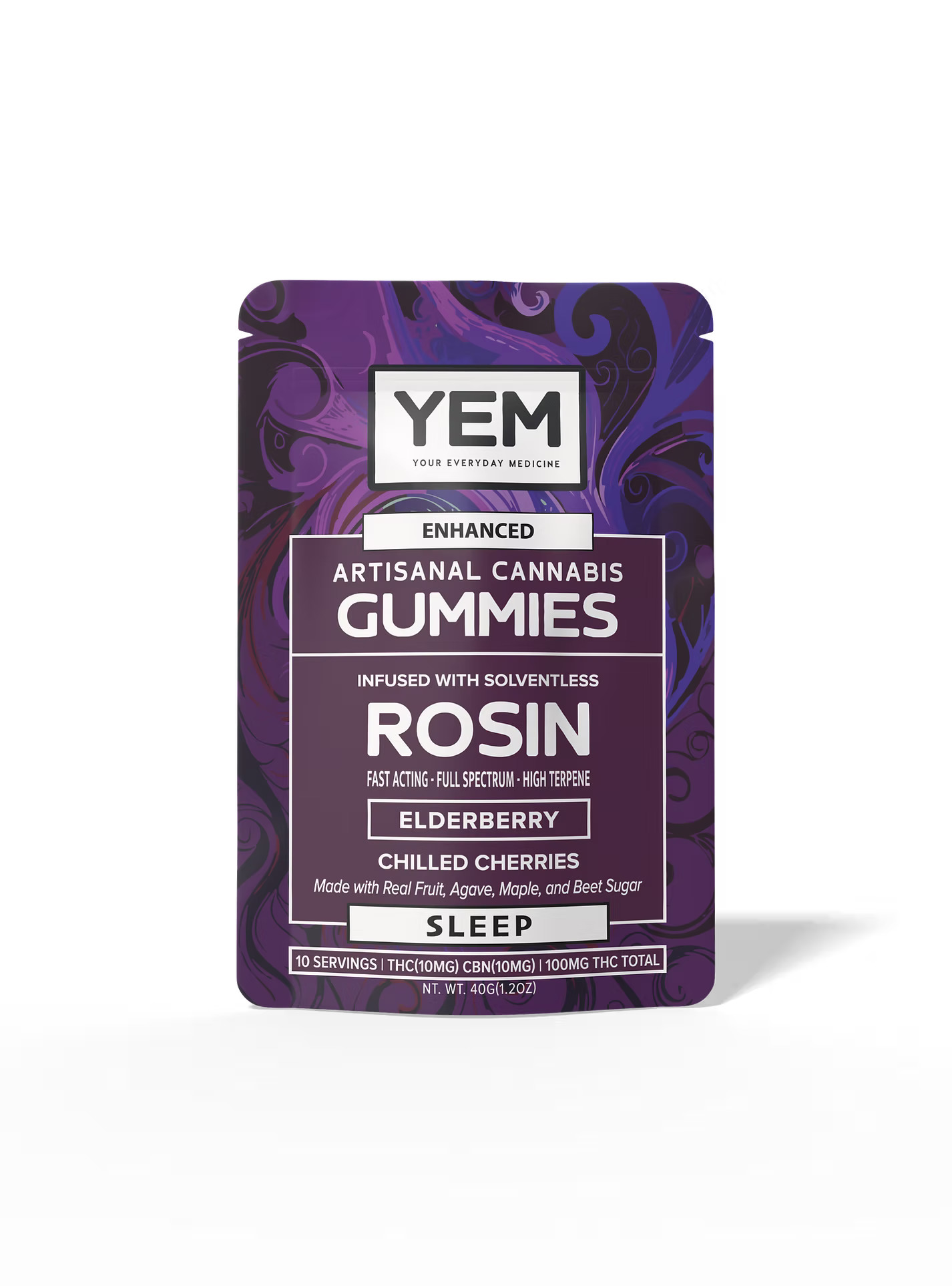 Photograph of product: YEM | Chilled Cherries | Elderberry | Rosin Gummies | 100MG