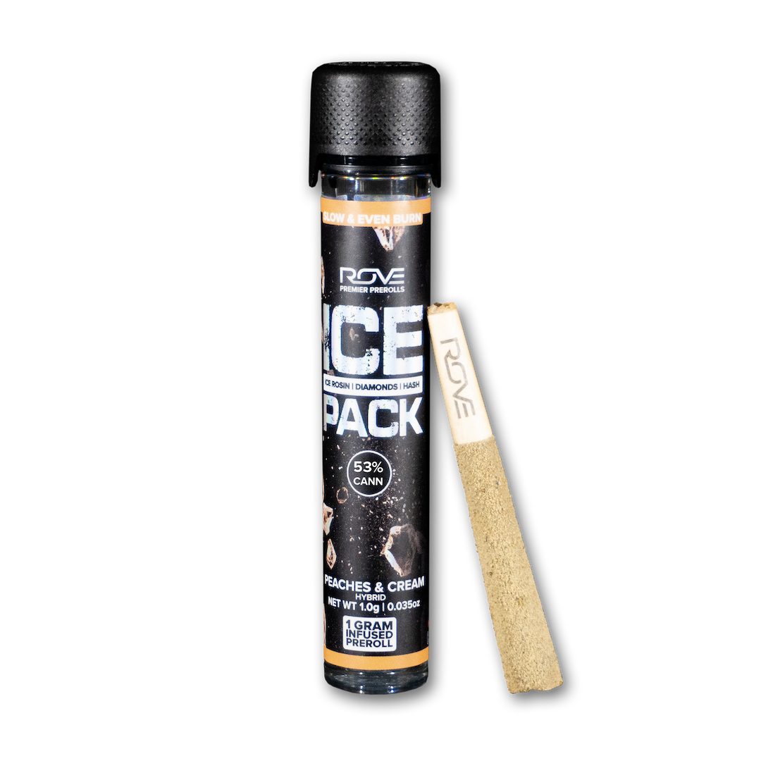 Photograph of product: Rove Peaches & Cream Ice Packs Infused Pre-Roll 1g