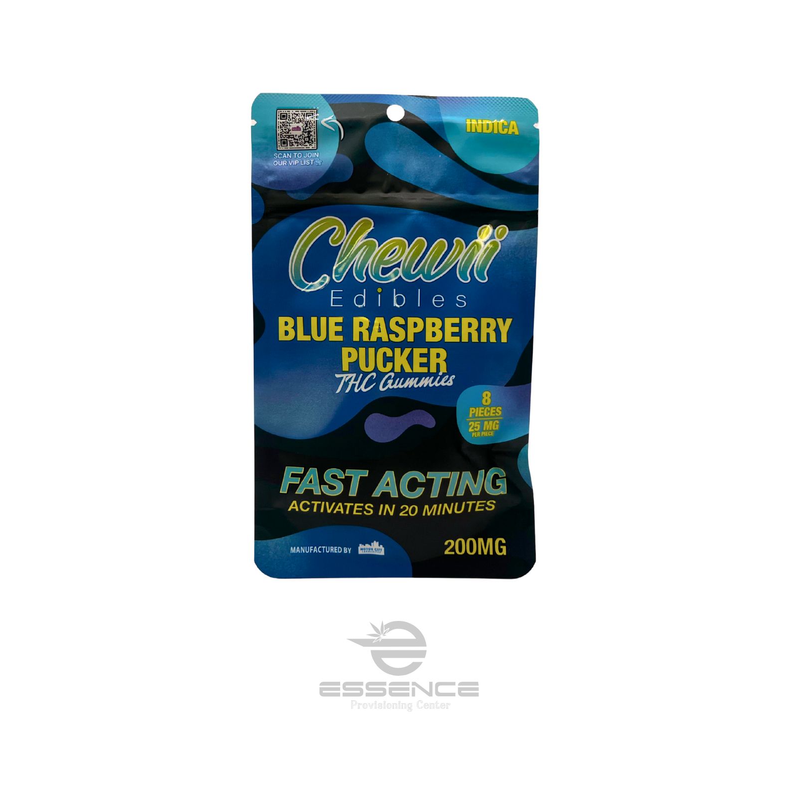 Photograph of product: Chewii - Blue Raspberry Pucker - Fast Acting Gummies (8x25mg) - 200mg