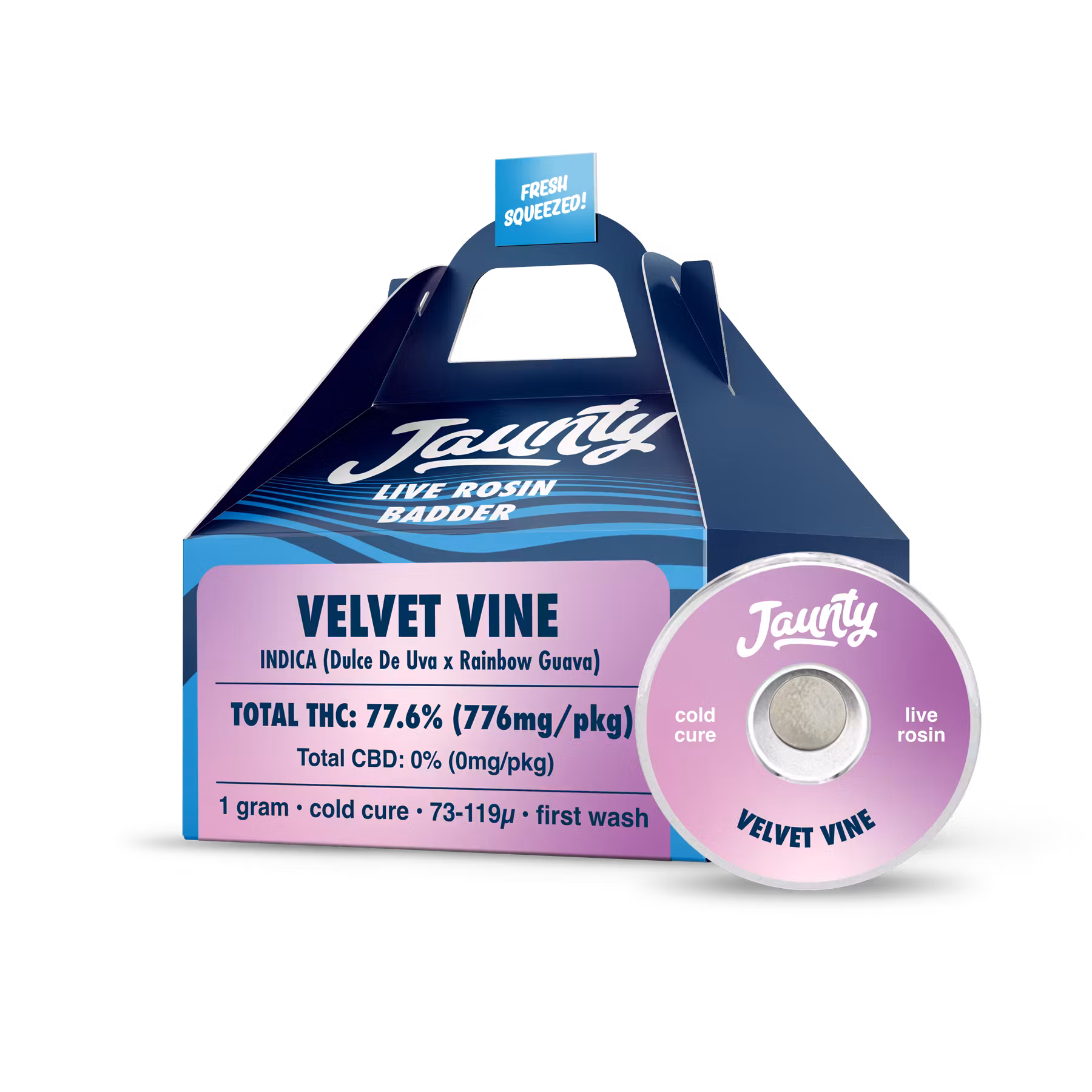 Photograph of product: Jaunty Velvet Vine Cold Cure Live Rosin BADDER