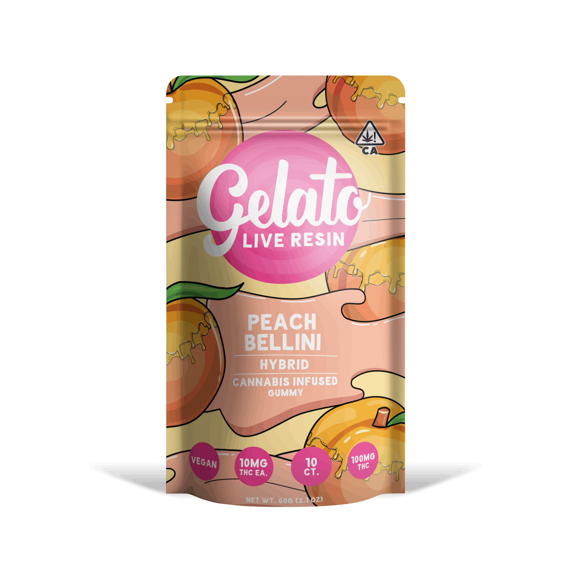 Photograph of product: Gelato | Peach Bellini | Live Resin Infused | 200mg