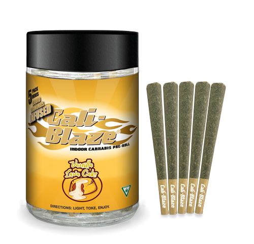 Photograph of product: Cali Blaze - Vanilla Lava Cake - Diamonds Infused Pre-Roll Pack - 3.5g (5x0.7g)