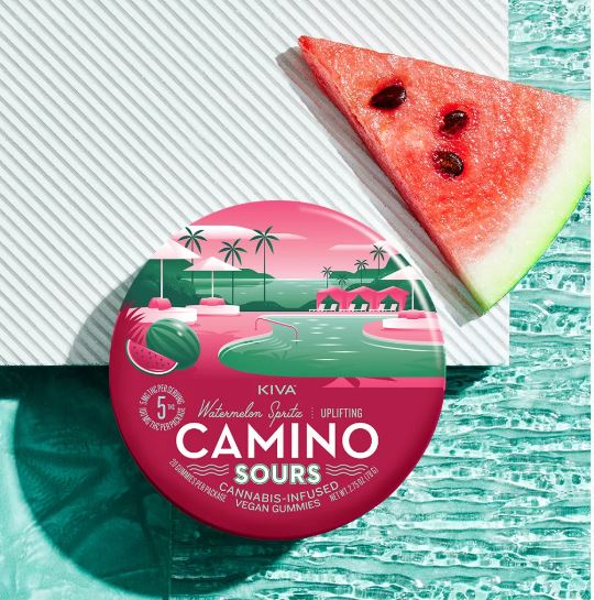 Photograph of product: CAMINO SOURS UPLIFTING WATERMELON SPRITZ 10PK GUMMIES 100MG