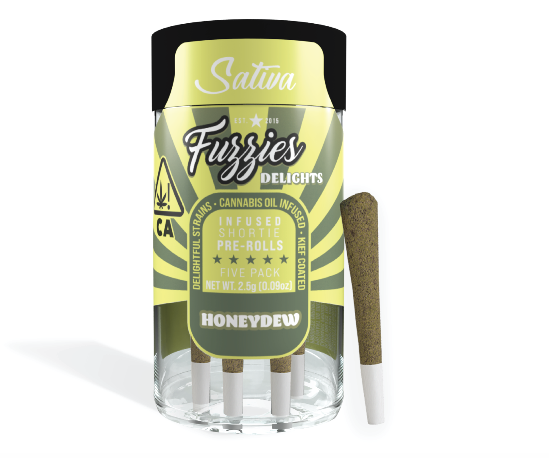Photograph of product: Honeydew (S) Shorties INFUSED PREROLLS 5pk - Fuzzies