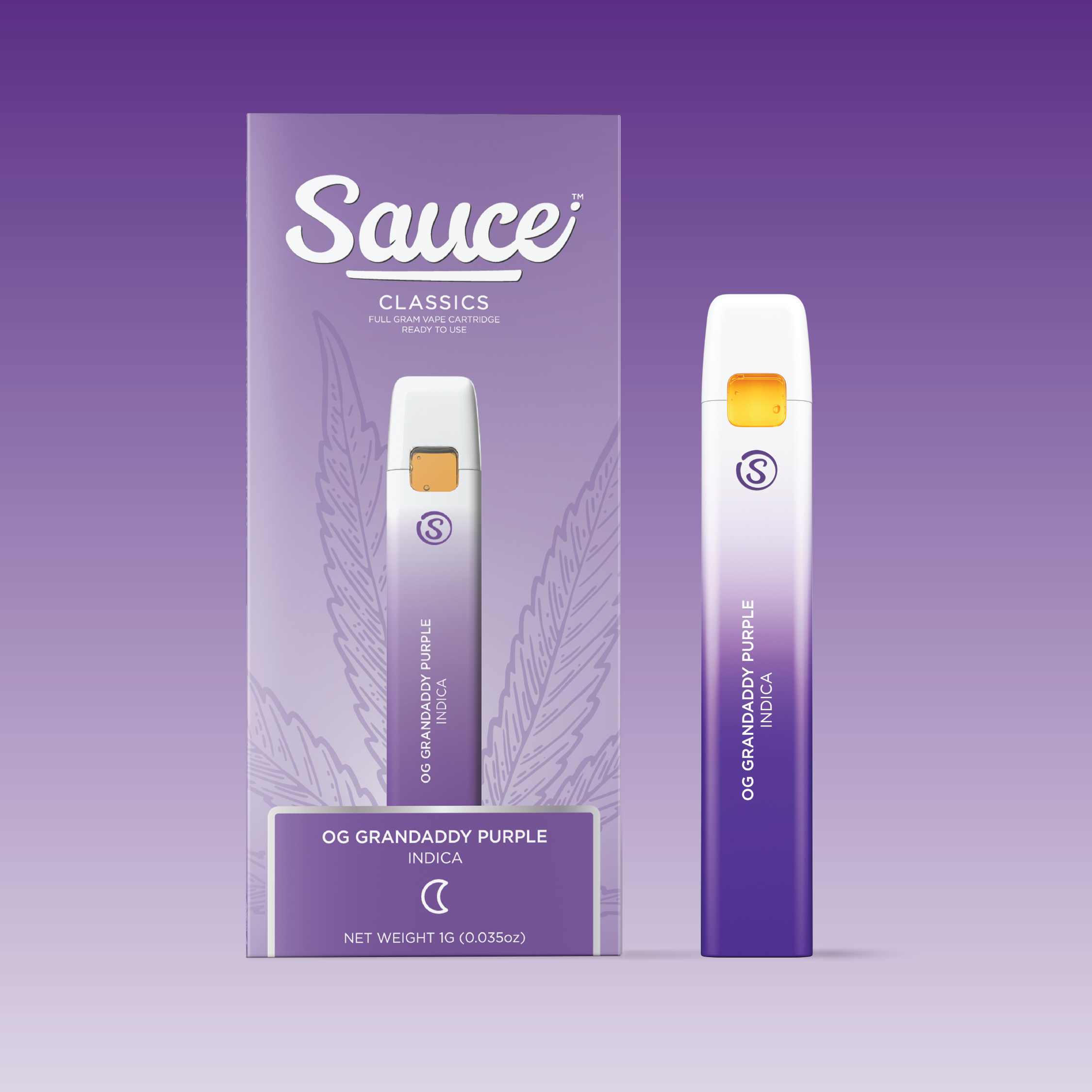 Photograph of product: SAUCE BARS - DISPOSABLE DISTILLATE - 1G - Oui'd - OG GRANDADDY PURPLE