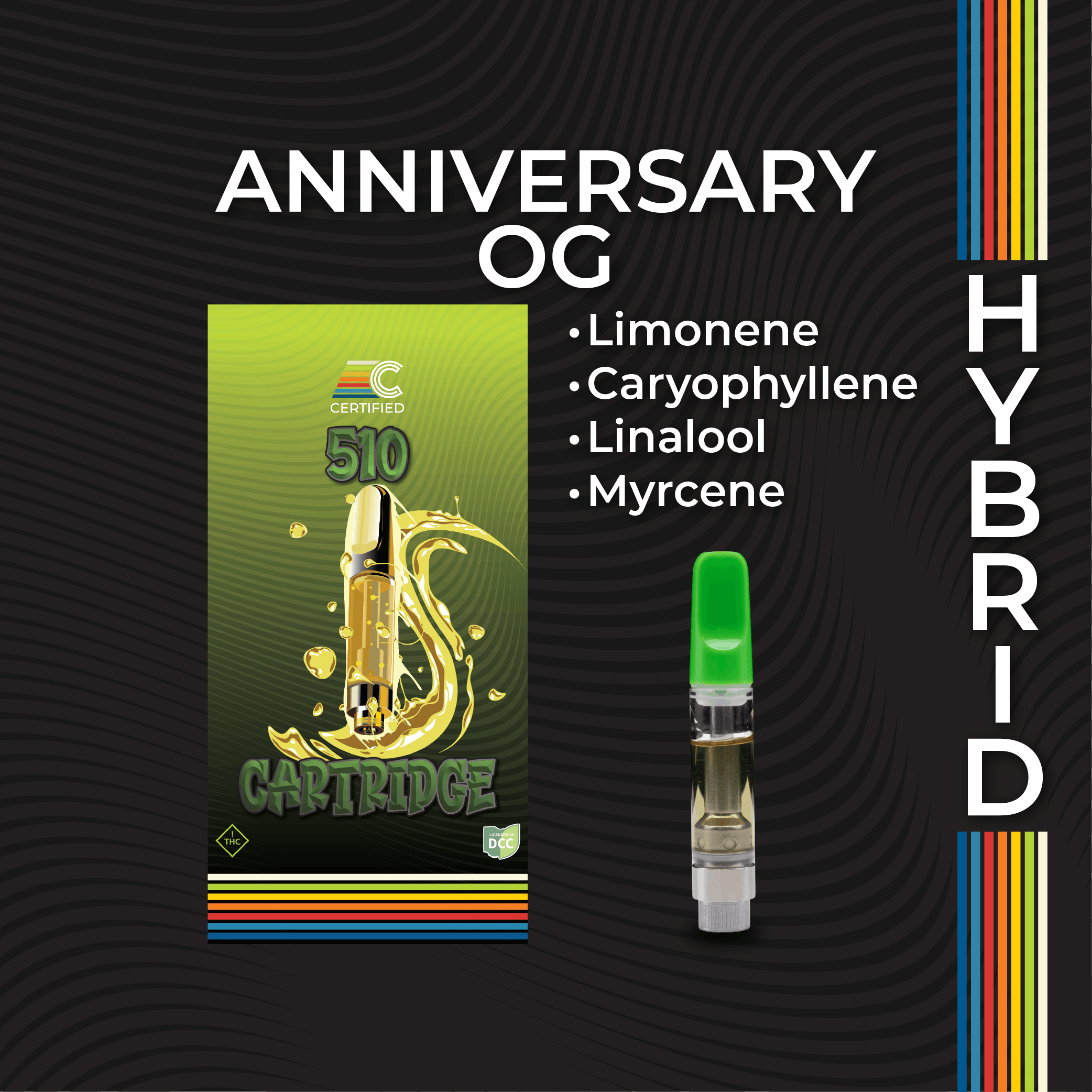 Photograph of product: Anniversary OG | 1g Distillate Cartridge - 