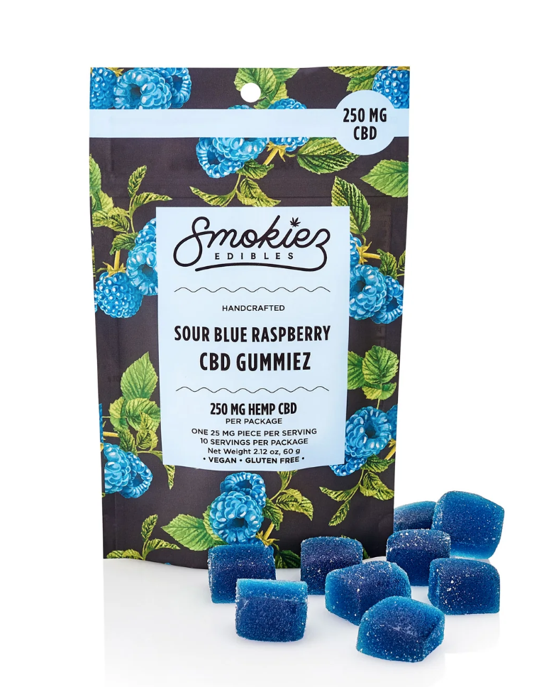 Photograph of product: Sour Blue Raspberry - 250 mg CBD - 10 pack
