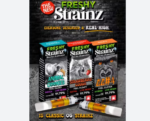 Photograph of product: Freshy STRAINZ Sour Diesel Enhanced Live Resin Cartridge (Enjoy)