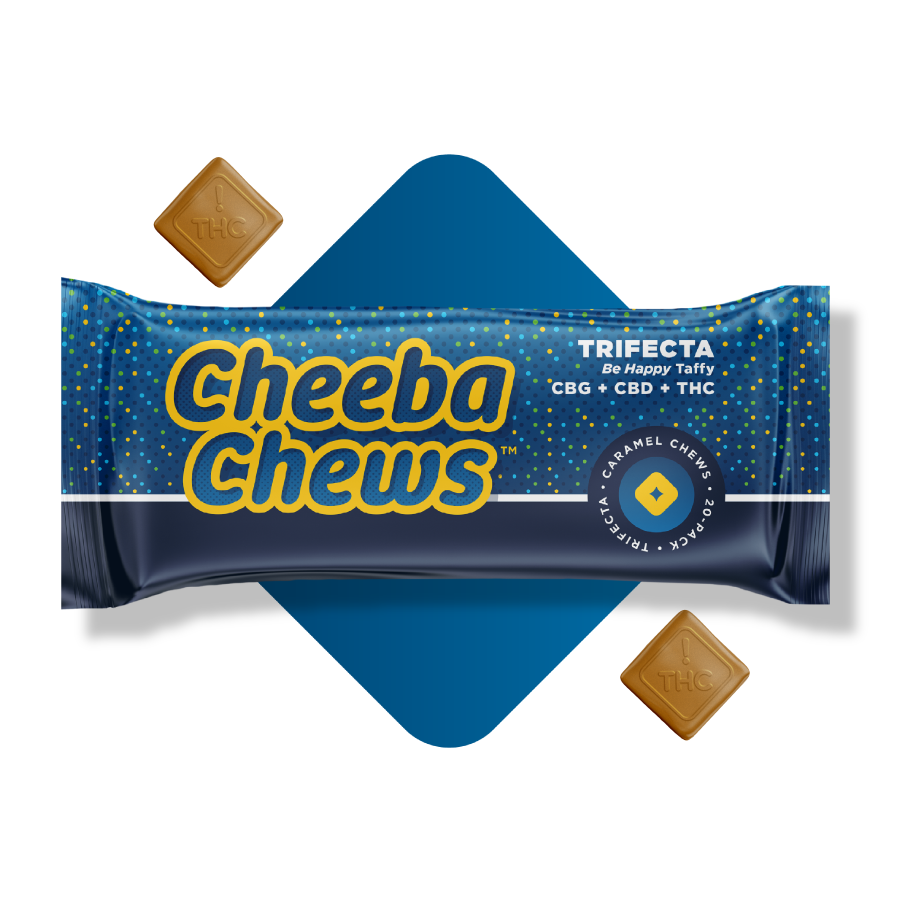 Photograph of product: Cheeba Chew (H) Trifecta Caramel TH-oui100mg/CBD100mg/CBG100mg
