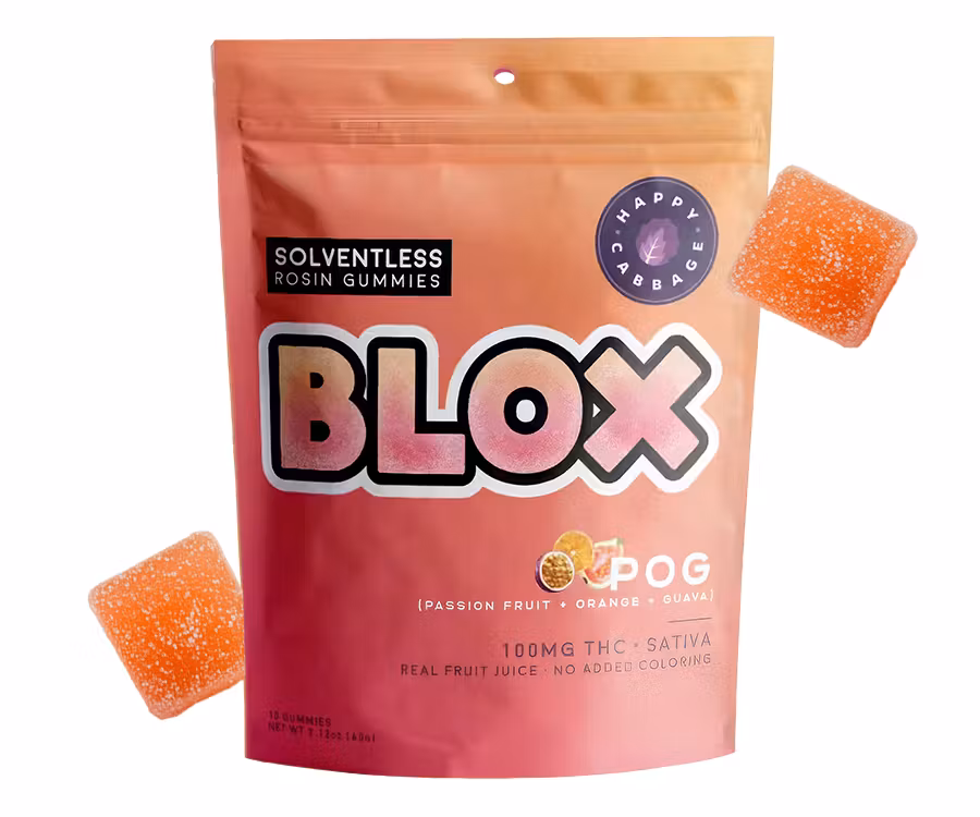 Photograph of product: Happy Cabbage | Blox - POG (Oui'd) Rosin Gummies 10pk, 100mg
