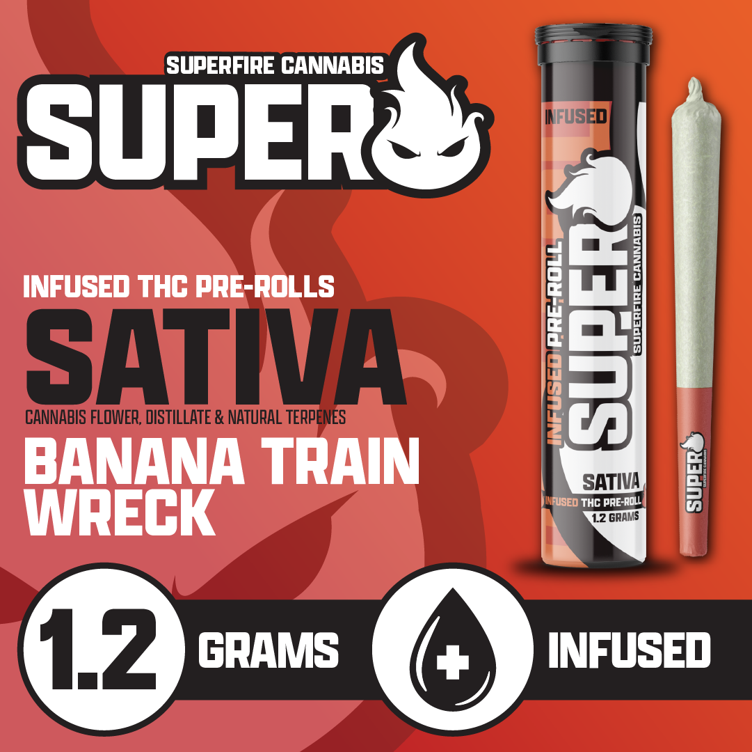 Photograph of product: SuperFire 1.2g Infused Pre-Roll - Banana Trainwreck