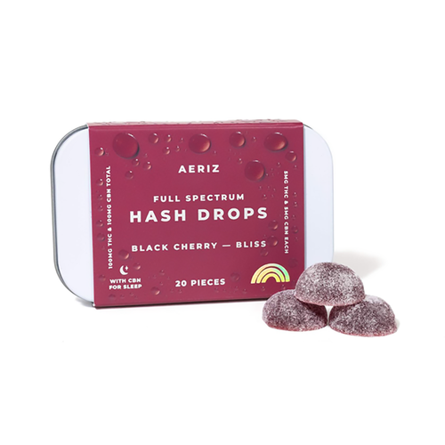 Photograph of product: Aeriz | Black Cherry au chocolat Drops CBN 20pk | 100mg
