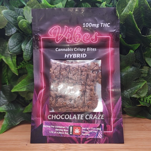 Photograph of product: Chocolate Craze - 100mg TH-oui Relaxing Oui'd Crispy - Vibes