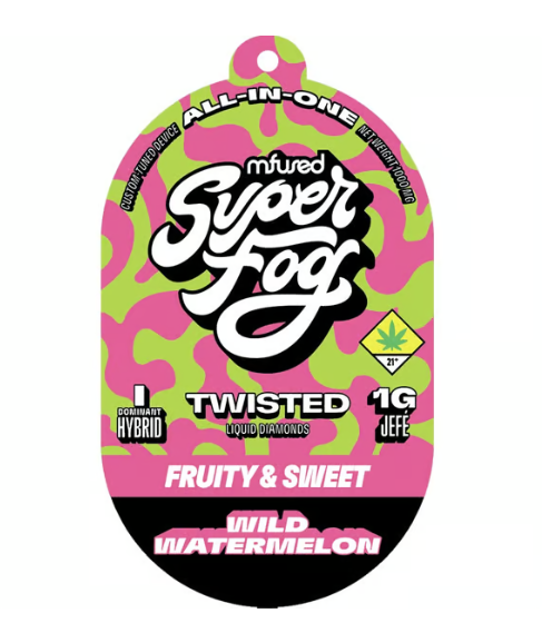 Photograph of product: Wild Watermelon Twisted Melted Diamonds Disposable Vape Mfused W2-155