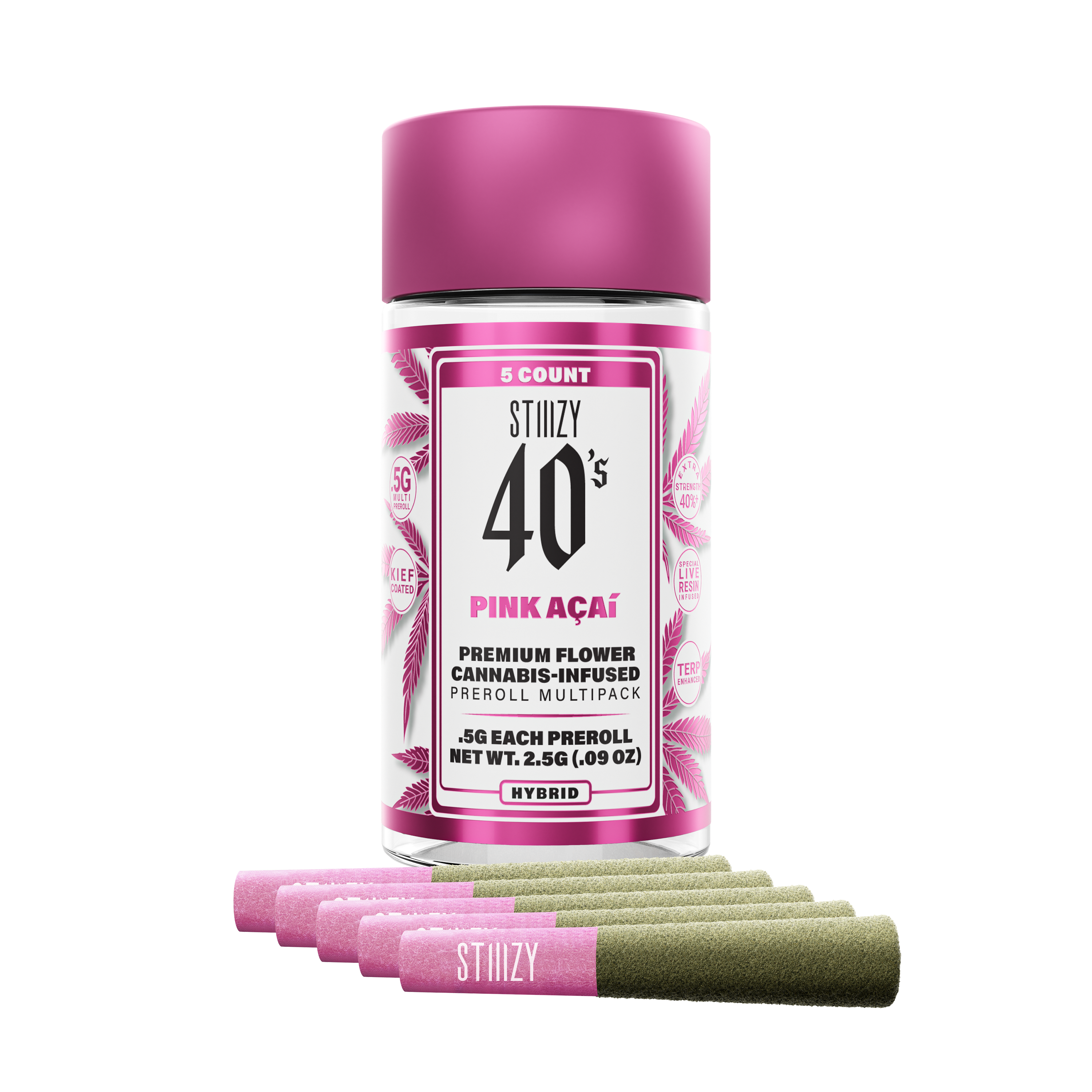 Photograph of product: STIIIZY - Infused Pre-Roll Pack - Pink Acai (H) - 5 x